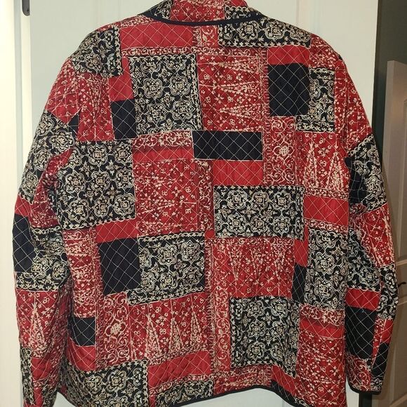 Alfred Dunner Silk Patchwork Button Front Blouse Jacket - Picture 7 of 9